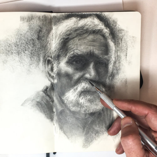 LP1 3 Sketch of Old Guy with Beard using 2mm mechanical pencils photo realistic drawing using 2mm sketching mechanical pencils